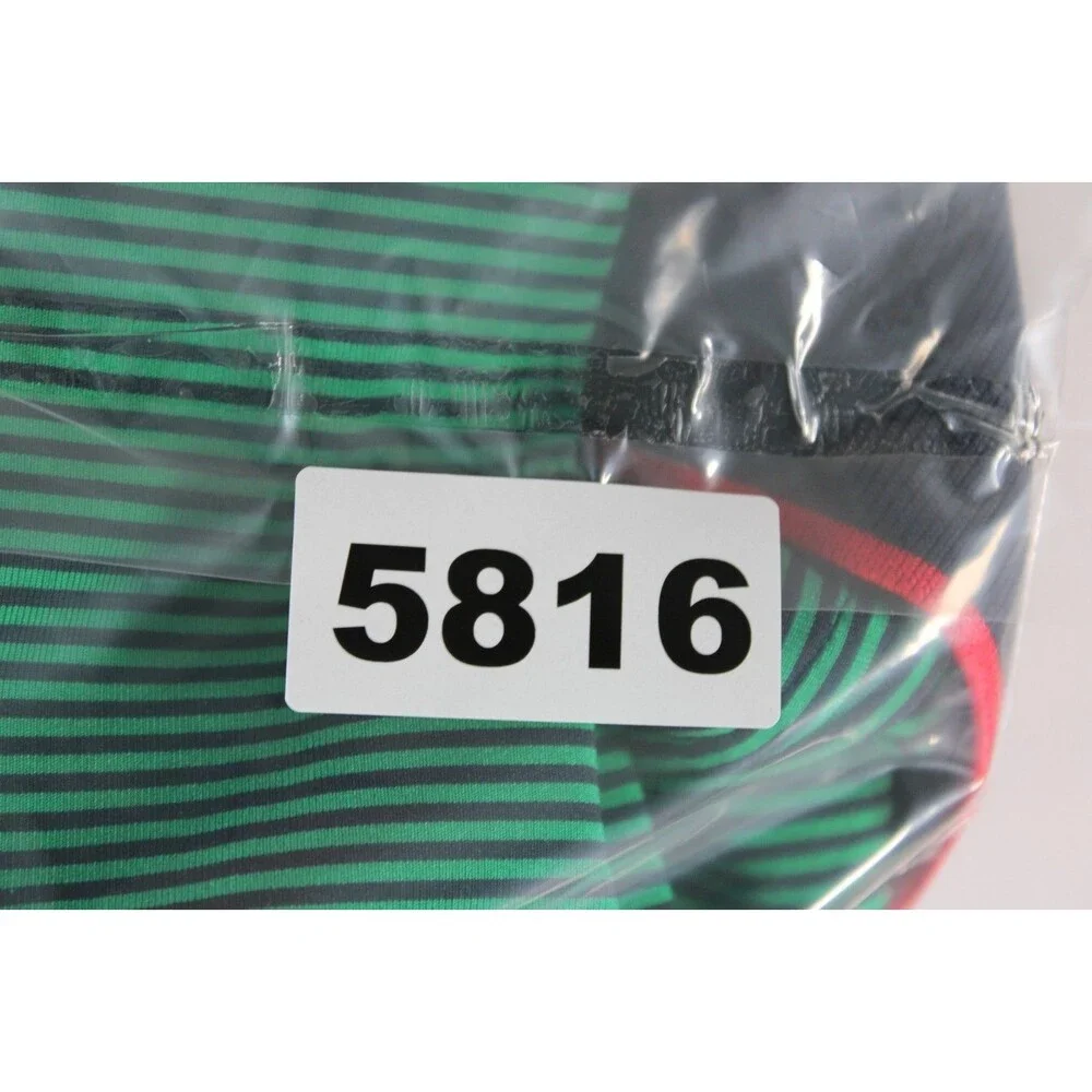 Ralph Lauren RLX Mens Medium Golf Polo Shirt Green Navy Striped Performance Stre
